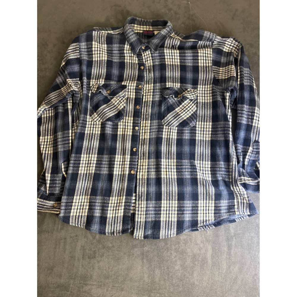Grandpa Dak Tallman 2XL-T Blue Plaid Flannel Button Down Shirt Cotton H030 3161